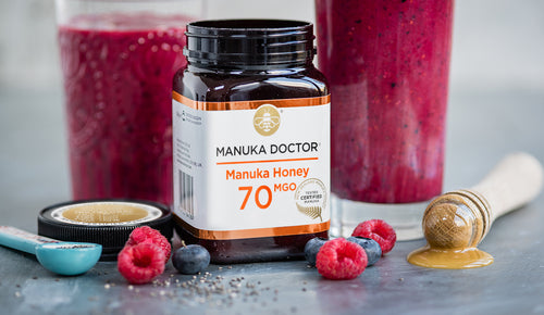 Manuka Honey Smoothie with Chia, Raspberry, Blueberry