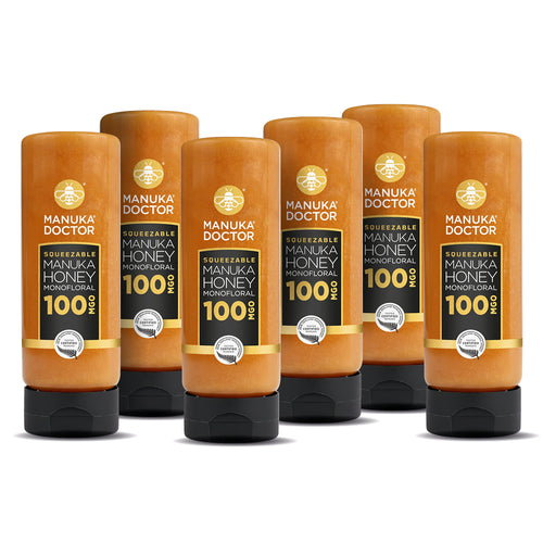 6 Pack: 100 MGO Squeezable Manuka Honey 500g