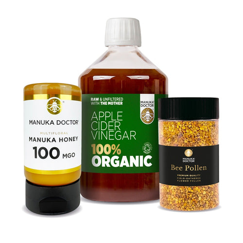 Triple Wellness Bundle with Manuka Honey, Bee Pollen and Apple Cider Vinegar